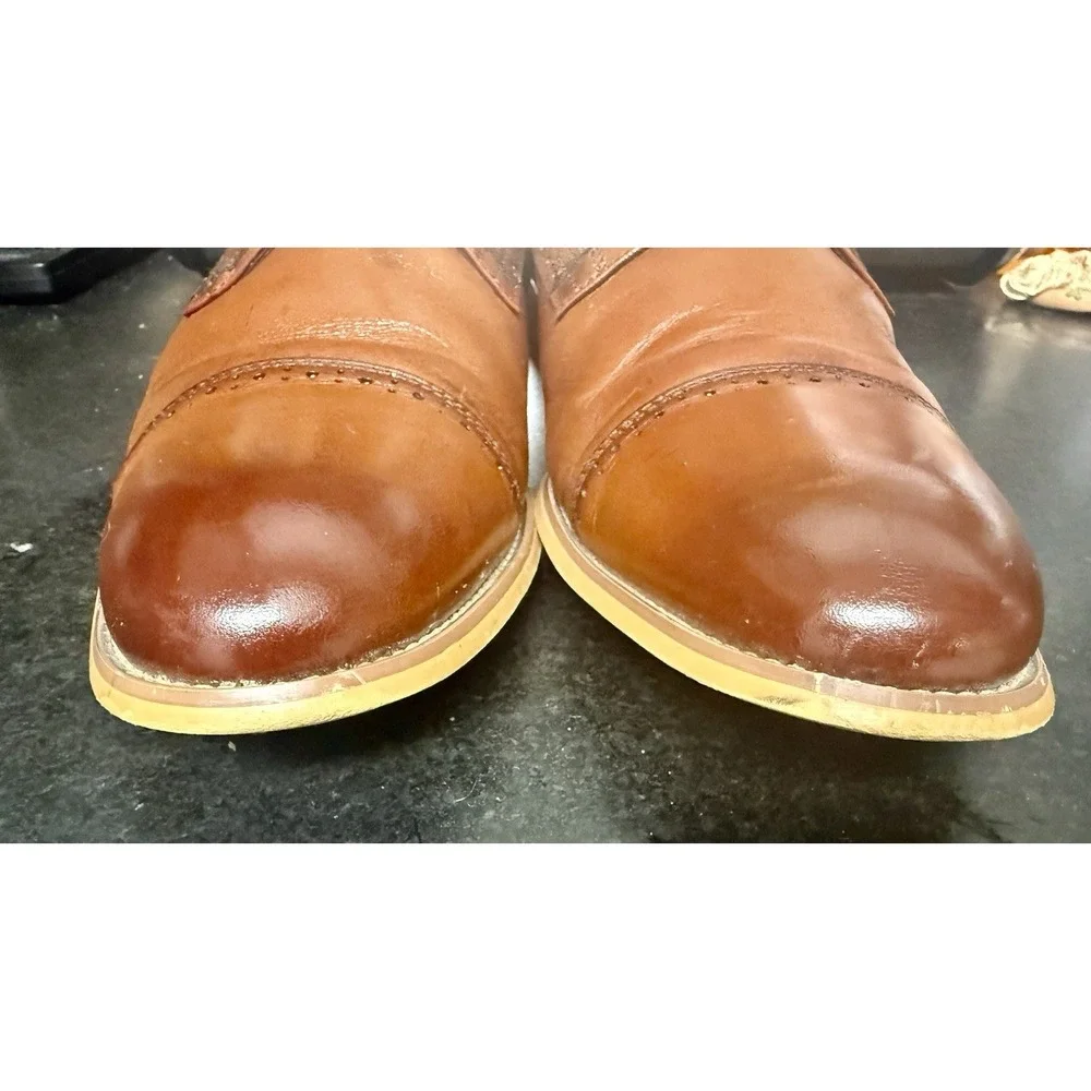 STACY ADAMS Dickinson Oxford Cap Toe - Brown Leather Dress Shoes Men's Size 12